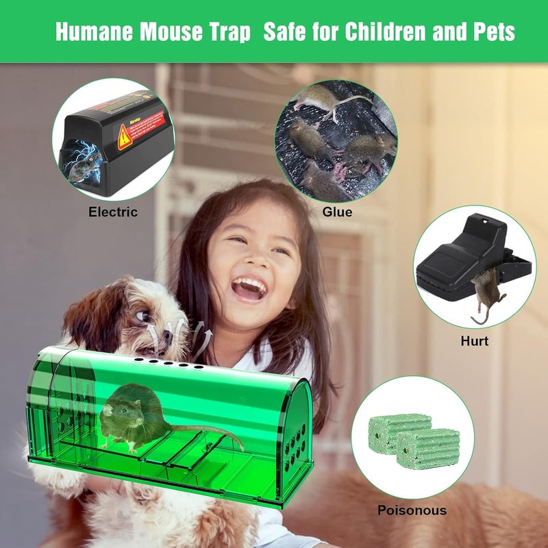 Wanqueen 6 Pcs Humane Mouse Traps Indoor for Home, Live Mouse Trap, Reusable Mice Trap Catcher for House & Outdoors - Image 4